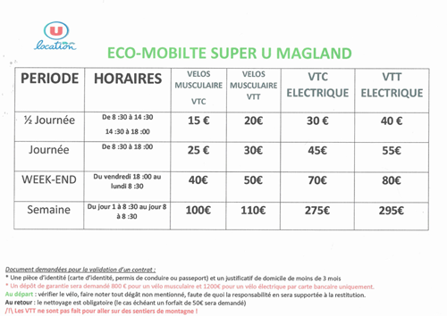 U Location Eco Mobilit MAGLAND Magasin de v lo Magland